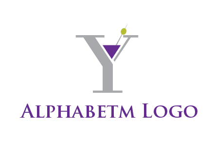 wine with olive inside letter Y logo