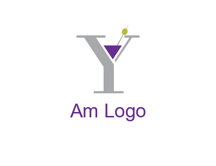 wine with olive inside letter Y logo