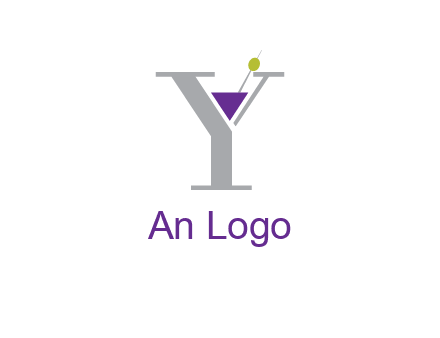 wine with olive inside letter Y logo