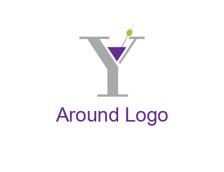 wine with olive inside letter Y logo