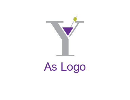 wine with olive inside letter Y logo