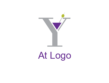 wine with olive inside letter Y logo