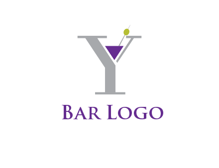 wine with olive inside letter Y logo