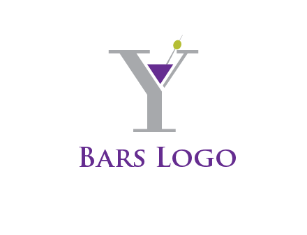 wine with olive inside letter Y logo