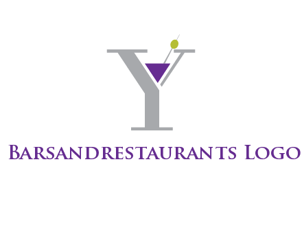 wine with olive inside letter Y logo