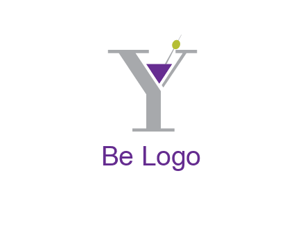 wine with olive inside letter Y logo