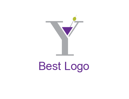 wine with olive inside letter Y logo