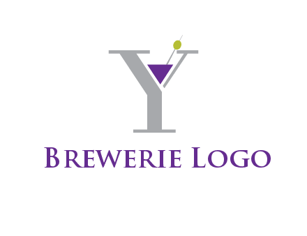 wine with olive inside letter Y logo