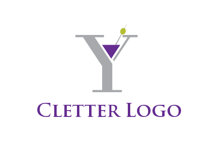 wine with olive inside letter Y logo