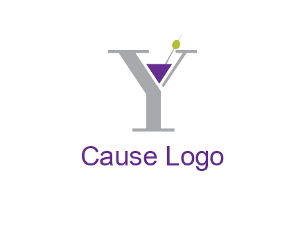 wine with olive inside letter Y logo