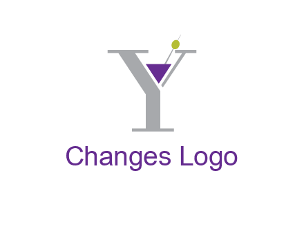 wine with olive inside letter Y logo