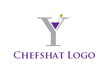 wine with olive inside letter Y logo
