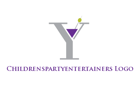 wine with olive inside letter Y logo