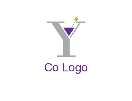 wine with olive inside letter Y logo