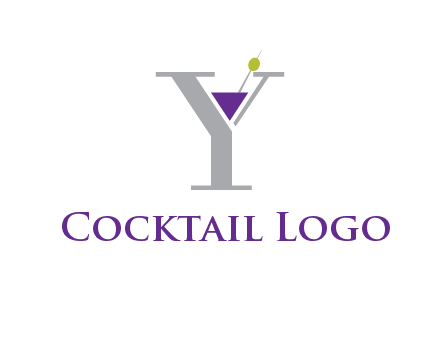 wine with olive inside letter Y logo