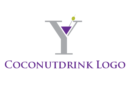 wine with olive inside letter Y logo