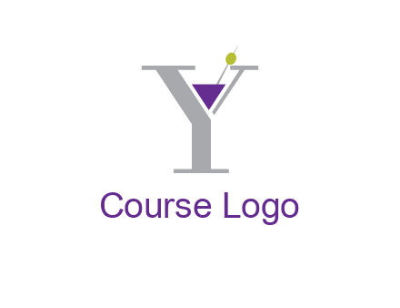 wine with olive inside letter Y logo