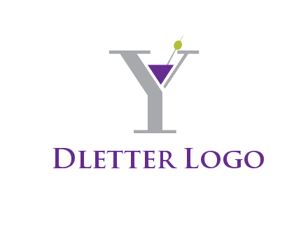 wine with olive inside letter Y logo
