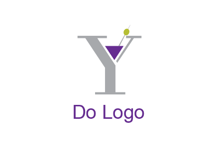 wine with olive inside letter Y logo