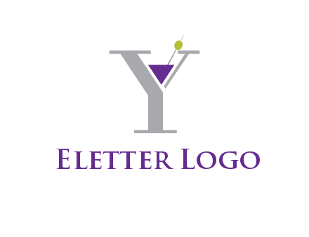 wine with olive inside letter Y logo