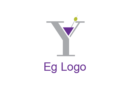 wine with olive inside letter Y logo