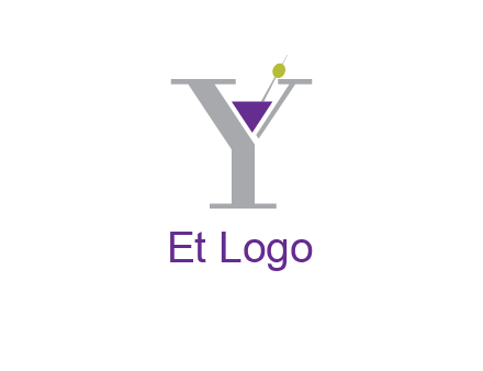 wine with olive inside letter Y logo