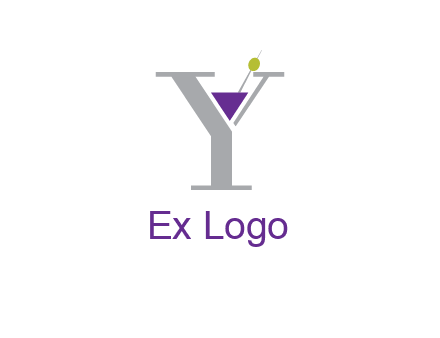 wine with olive inside letter Y logo