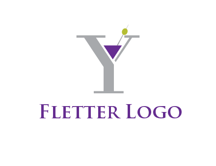 wine with olive inside letter Y logo