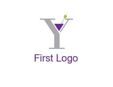 wine with olive inside letter Y logo