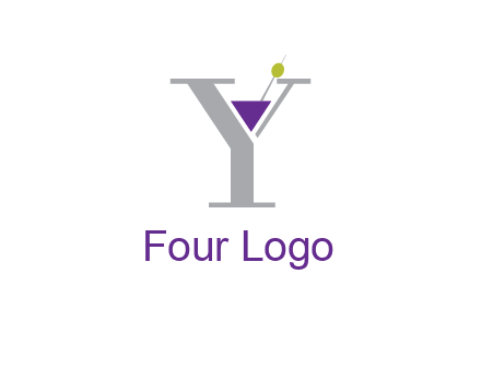 wine with olive inside letter Y logo