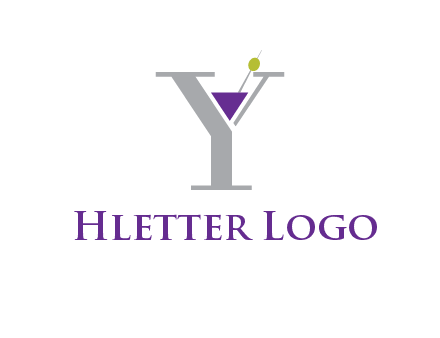 wine with olive inside letter Y logo