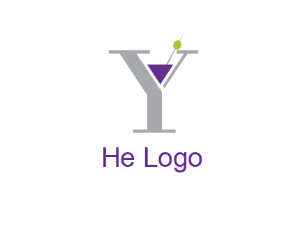 wine with olive inside letter Y logo