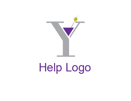 wine with olive inside letter Y logo
