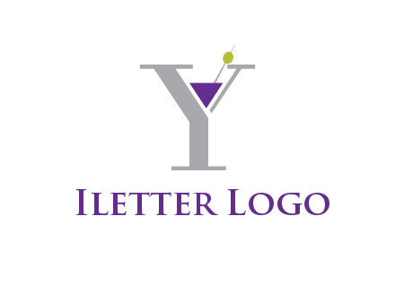 wine with olive inside letter Y logo