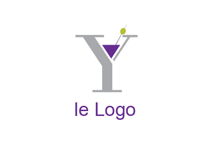 wine with olive inside letter Y logo