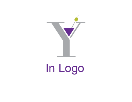 wine with olive inside letter Y logo
