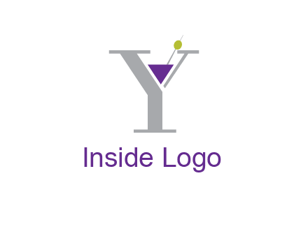 wine with olive inside letter Y logo
