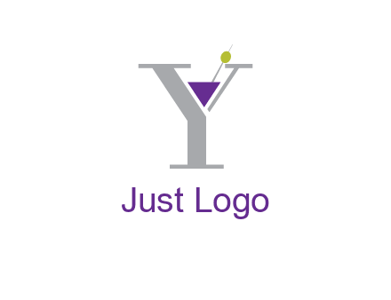 wine with olive inside letter Y logo