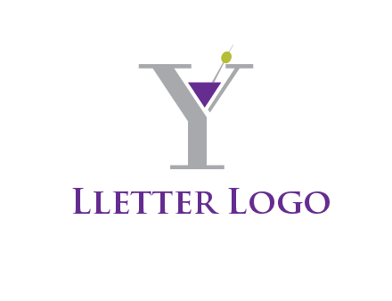 wine with olive inside letter Y logo
