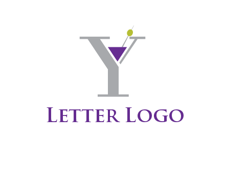 wine with olive inside letter Y logo