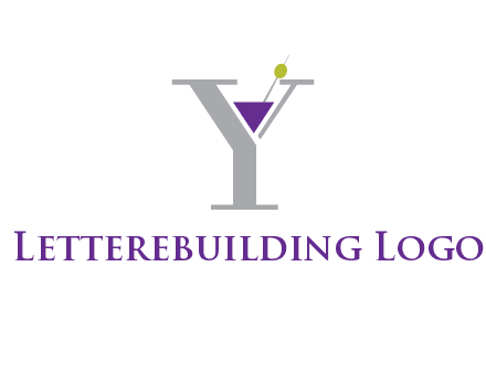 wine with olive inside letter Y logo
