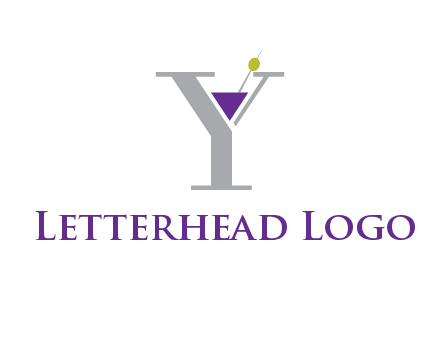 wine with olive inside letter Y logo