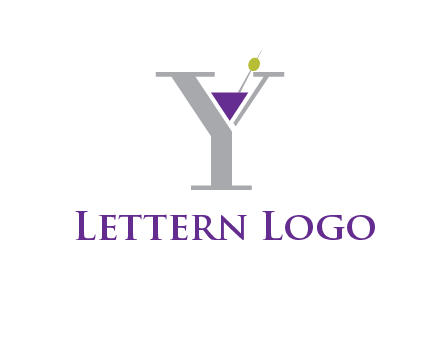 wine with olive inside letter Y logo