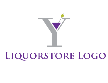 wine with olive inside letter Y logo