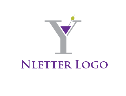 wine with olive inside letter Y logo
