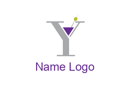 wine with olive inside letter Y logo