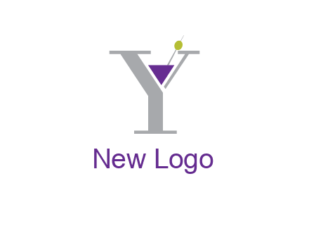 wine with olive inside letter Y logo