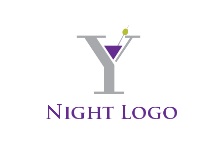 wine with olive inside letter Y logo