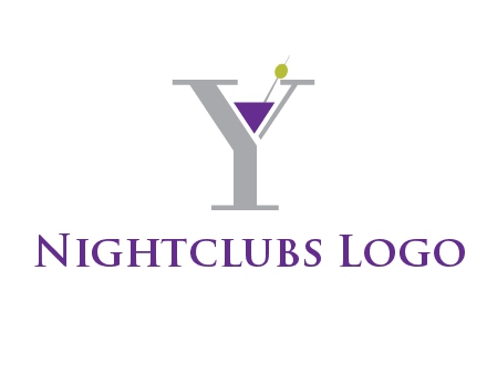 wine with olive inside letter Y logo