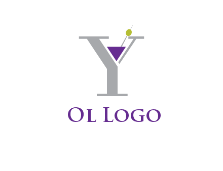 wine with olive inside letter Y logo